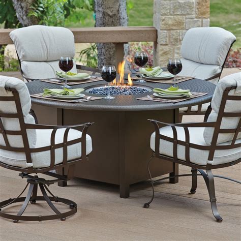person patio fire table set